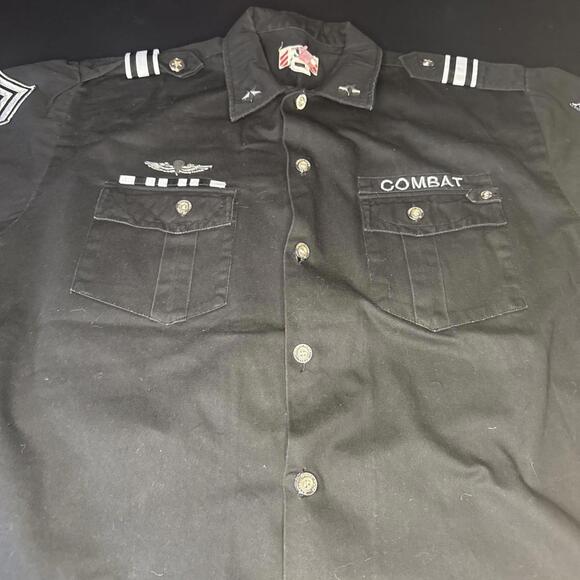 Other - REGAL MILITARY COMBAT FORCE SHIRT Black PATCHES SIZE XL  SHORT SLEEVE